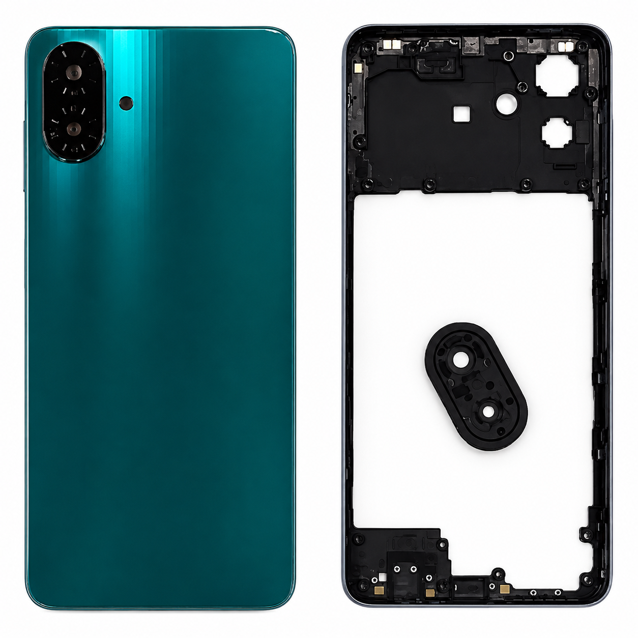 Compatible Replacement for Samsung Galaxy M07 5G Full Body Housing Back Frame Middle Chassis with Side Keys – Black, Green & Grey Color: GREEN